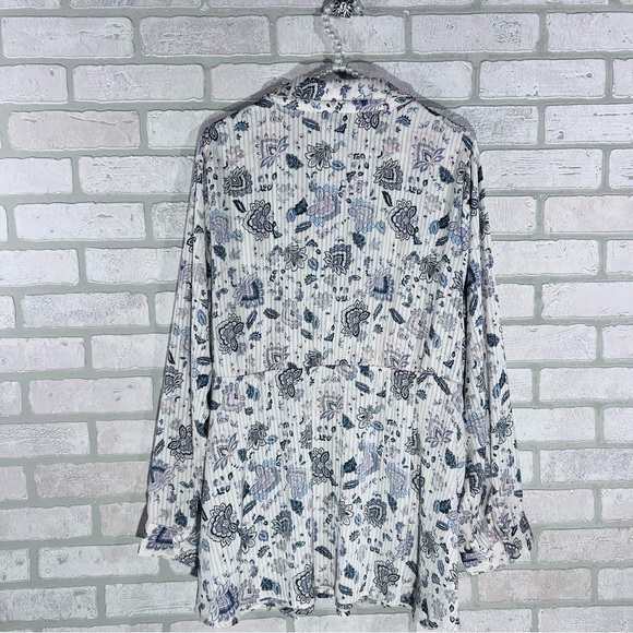 Torrid Stripe Satin Surplice Long Sleeve Fortune Paisley Dew Print Blouse Size 3 - Picture 7 of 11